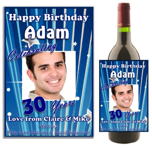 Personalised Wine/Champagne Bottle Photo Label ~ Happy 18th 21st 30th 40th 50th Birthday Gift Idea N23 Any Age