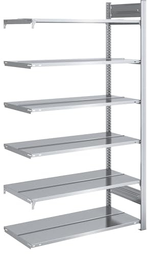 hofe | Aktenregal | verzinkt | Stahl | BxT 1000x600 | doppelseitig | Verzinkt, Regalhöhe 2000 mm, doppelseitig, Anbauregal, BxT 1000 x 600 mm