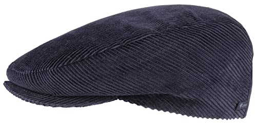 Lipodo Cord Flatcap Herren Damen Kinder Made in Italy Baumwolle Schiebermütze mit Futter Cap Größen 49-61 cm Sommer Winter blau XXL (62-63 cm)