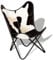 vidaXL Butterfly Sessel, Loungesessel mit Eisengestell, Relaxstuhl für Wohnzimmer, Schmetterling Stuhl, Vintage-Stil, Schwarz Weiß Echtes Kuhfell