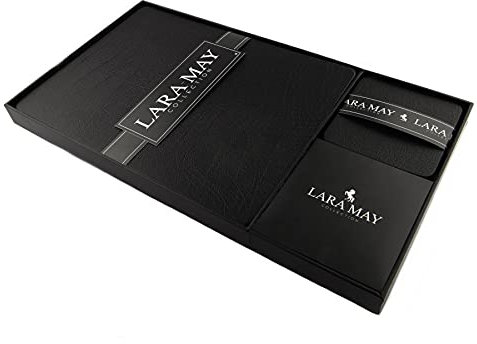 Set of 8 Recycled Leather Placemats with Coaster, Stain Heat Resistant Waterproof Wipeable Anti Slip Place Mats for Dining Table Indoor and Outdoor Use – by Lara May Collection (Black)