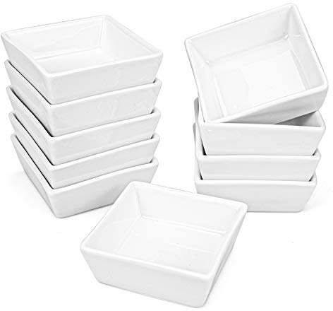 Foraineam Lot de 10 ramequins carrés en porcelaine de 118 ml