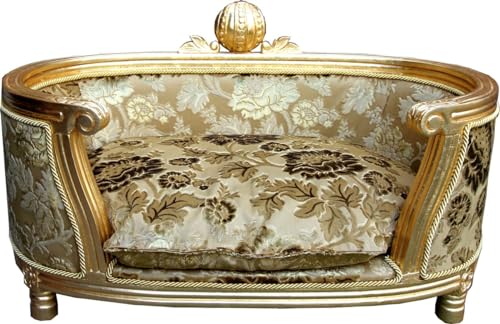 Harald Glööckler Pompöös by Casa Padrino Luxus Barock Hunde & Katzenbett Gold Bouquet Muster/Gold