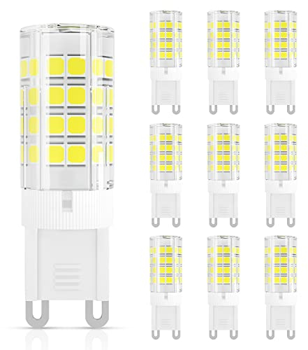 DiCUNO G9 Ampoule LED 3W (Équivalent 40W Ampoules Halogènes), 380lm, Blanc froid 6000K, AC100-240V, NON-Dimmable, Économie d'énergie, Base en céramique, Culot G9 Standard, Lot de 10