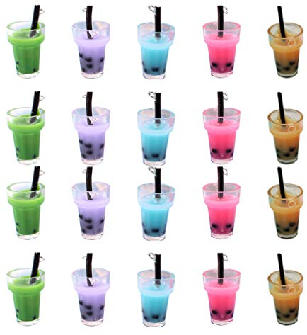 20Pcs Milchtee Baumeln Ohrringe Bubble Tea Anhänger Schlüsselbund Charms Schmuck Zubehör für DIY Ohrringe Schlüsselbund Schmuck Machen Gemischte Farbe
