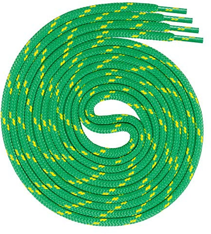 Swissly runde grün gelbe Schnürsenkel für Arbeitsschuhe und Trekkingschuhe aus 100% Polyester, Farbe: grün gelb, Länge: 210cm