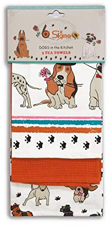 SiXsigma Sports Pack of 3 Tea Towels – 100% Cotton Decorative Kitchen Linen for Cooking, BBQ, Baking & Dish Drying (Pink Multi)