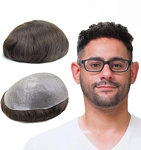 Lordhair Perücke Männer,Realität Toupet,0,06 mm Alle V-Looped Dünnes,Haarfreestyle,Natürlich eng anliegend, Elegant und Schön