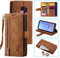 EYZUTAK Handyhülle für Samsung Galaxy S9 Hülle,Flip Case Lederhülle Reißverschluss Magnetverschluss Brieftasche mit 9 Kartenfächern Standfuntion Retro Matt Ledertasche-Braun