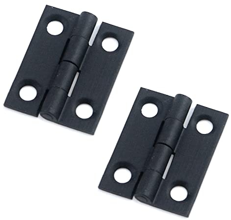 MY MIRONEY Lot de 2 mini charnières en laiton massif noires pliables de 2,5 cm avec vis pour petite boîte cadeau, boîte à bijoux en bois