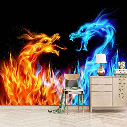 FVGKYS 3D Tapete Art Wandbild Fototapete Für Wohnzimmer Schlafzimmer Küche Kinderzimmer Abstrakter Blauer Drache Selbstklebend Aufkleber Poster Hintergrund Dekoration Benutzerdefinierte 150x105cm