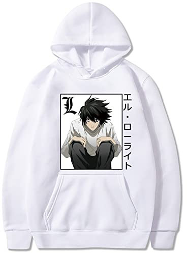 famesale Death Note Hoodie L Lawliet Cosplay Kostüm Yagami Light Langarm Pullover Sweatshirt mit Taschen