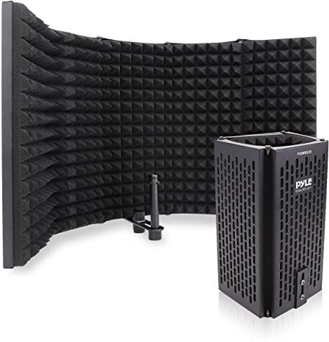 PYLE Bouclier d'isolation pour Microphone, 5 Panneaux acoustiques pour Studio d'enregistrement, Absorption du Bruit, Mousse de 4,1 cm, Profondeur du Micro, Support Antichoc Amovible, fileté,