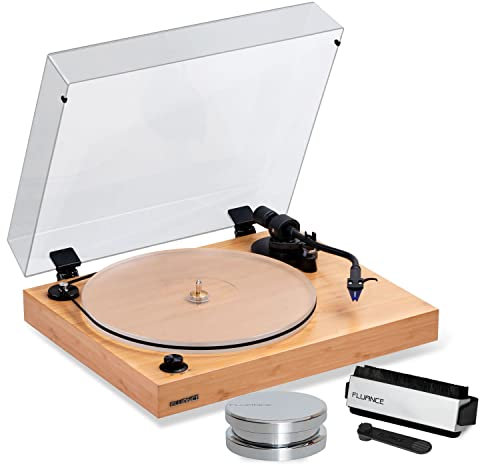 Fluance RT85 Reference High Fidelity Vinyl Turntable Record Player with Ortofon 2M Blue Cartridge, Acrylic Platter, Record Weight, 3 in 1 Stylus and Record Cleaning Vinyl Accessory Kit