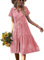 Lazutom Robe de plage d'été pour femme - Robe midi longue vichy boutonnée, rose, 24