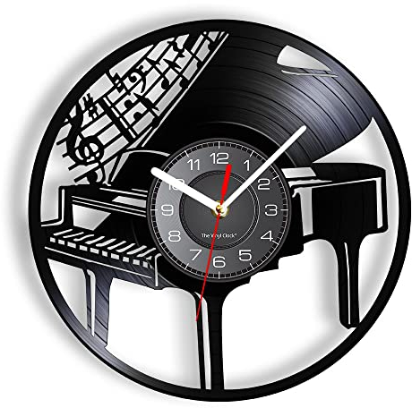 Smotly Vinyl Wanduhr Klavier - Geschnitzte Uhr Geschenk für Klaviermusikliebhaber
