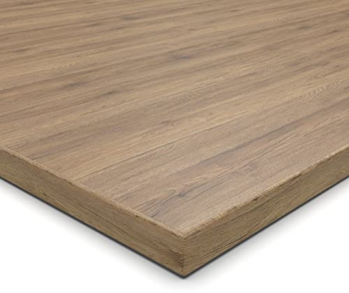AUPROTEC 19mm Spanplatte Zuschnitt Eiche melaminharzbeschichtet Länge bis 200cm Dekorplatten Zuschnitte mit Umleimer Auswahl: 200 x 60 cm (ABS Kante komplett)