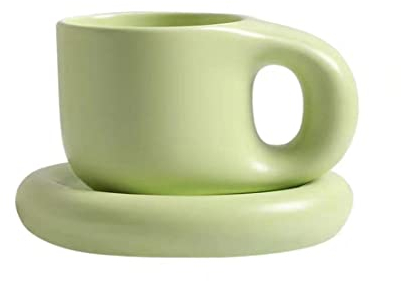 Ensemble de Tasses à Café en Céramique 300 ml - Tasses à Cappuccino en Porcelaine pour Latte, Expresso avec Soucoupes - Pour Boissons Spéciales, Moka, Thé