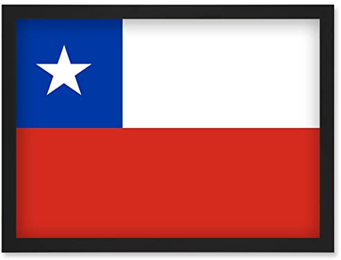 Artery8 Chile National Flag Patriotic Vexillology World Flags Country Region Poster Artwork Framed Wall Art Print A4
