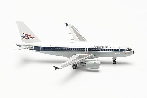 herpa Modellflugzeug American Airlines Airbus A319, Allegheny Heritage Livery – N745VJ, Miniatur im Maßstab 1:200, Sammlerstück, Modell ohne Standfuß, Kunststoff