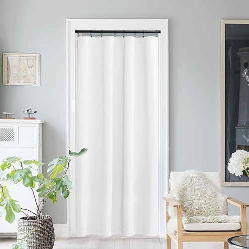 NICETOWN Reinweißer Türvorhang für Schlafzimmer, 203 cm Länge, Raumverdunkelung, Schiebetürvorhänge für Tür, wärmeisolierte französische Türverkleidung für Wohnzimmer, 1 Panel, 54W x 80L