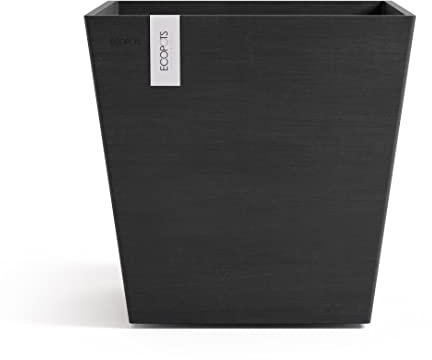 Ecopots Blumentopf Rotterdam Dunkel Grau - 50 x 50 cm quadratisch groß - Pflanzentopf aus Recycling Kunststoff - Übertopf modern für Indoor und Outdoor