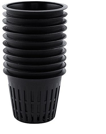 VIFERR 10 Vasos de Red para Jardín, Maceta de Malla Hidropónica para Plantar, Macetas para Vivero, Macetas de Plástico para Plantar Flores, Cesta para Cultivo Hidropónico, Jardinería (Negro)