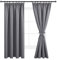 DWCN Verdunkelungsvorhang Blickdicht Schlafzimmer Vorhänge mit Kräuselband Verdunkelung Dicke Thermogardine Kälteschutz mit Vorhang-Krawatten, Gardinen Kinderzimmer 160x140 cm(HxB), Grau, 2er Set