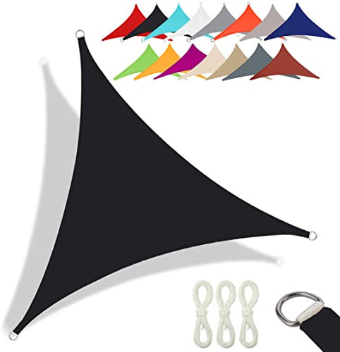 CANYUE qualità Tessuto Oxford - Tenda A Vela Triangolare - Vela Ombreggiante Parasole Traspirante E Protezione Solare Raggi UV per Esterno Giardino Terrazza (6X6X6 m,Nero)