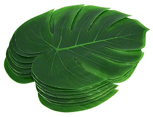 12 Stück Monstera Leaf Placemat, Tropical Party Dekorationen, Palmblätter für Palms Onntag, Monstera Leaf Tisch Fahne Besteck Matte Untersetzer Familie Wand Dekoration Gefälschte Blume für Hotel Home