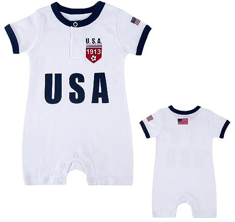 Cnins Newborn US Soccer Jerseys for Boys Baby USA Rompers for Girls Newborn American Football Jersey (CN-USR1,3-6M)