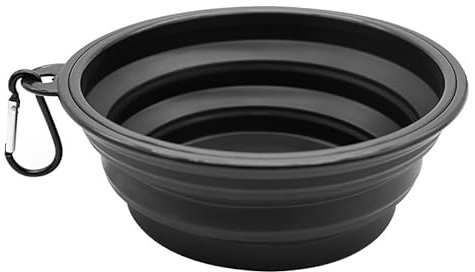 Cuencos plegables para perros, para viajes, cuenco de agua portátil para perros, gatos y mascotas, plato plegable para regar, para viajar, acampar, caminar (negro, 2100 ml)