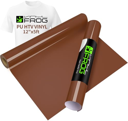 VINYL FROG Heat Transfer Vinyl - 12 x 5ft Chocolate HTV for T-Shirts & DIY Crafts