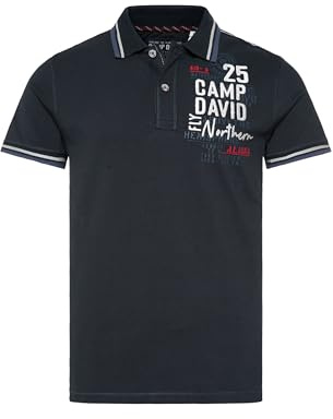 Camp David Herren Pikee-Polo mit Label-Applikationen Frozen Navy L
