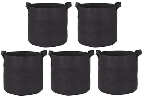 Lot de 5 sacs de culture en tissu non tissé respirant pour plantes d'intérieur hydroponiques qui poussent à l'intérieur de la tente | Pots de fleurs en tissu pour pots de fleurs de légumes et de