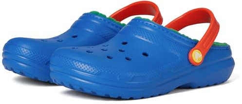 Crocs Kids Clogs, Classic Lined Clog K, Blue Bolt/Multi,5 UK