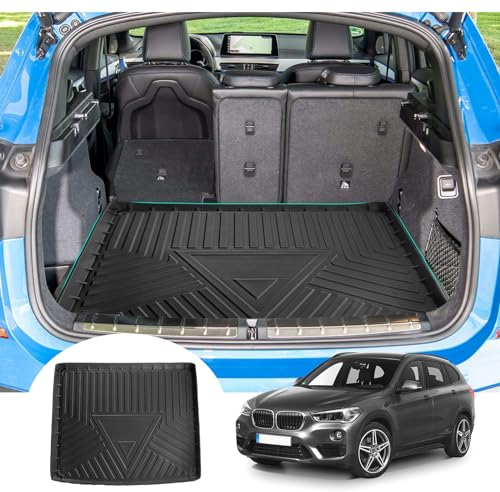 GAFAT Kompatibel mit BMW X1 F48 2016-2022 Kofferraummatte, TPE Allwetter-Kofferraumwanne für X1 F48, Original 3D Scannen Hohe Kante, Leicht zu Reinigen, X1 F48 Zubehör