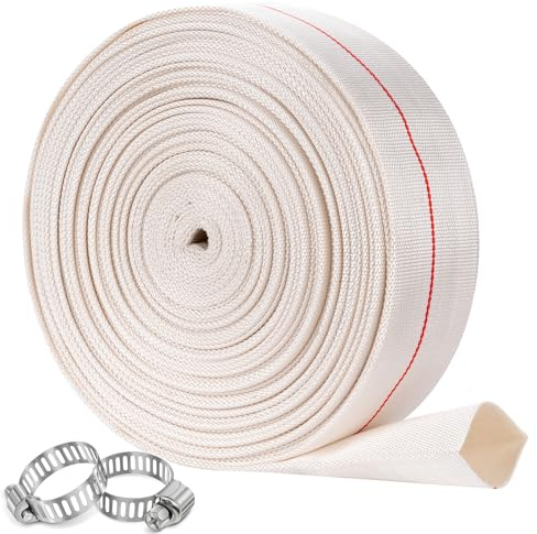 ZY-hosetube Pool-Rückspülschlauch, 7,6 cm × 30,5 m, robuster PVC-Wasserablaufschlauch, Allzweckschlauch, flexibel, verstärkt, flach, Pumpe, Ablaufrohr für Wasserübertragung, mit 2 Klemmen (7,6 cm -