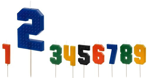 Kerze 2 Geburtstagskerze 2 Bausteine Look Zahlenkerze Zahl 2. Geburtstag Junge Mädchen Geburtstagstorte Topper Kuchendeko blaue Kerze 2 Bauklötze