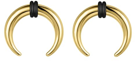 ZS Septum-Ringe, 2 G, 4G, 6G, 8G, 10G, 14G, 16G, Büffel, Hufeisen, Dehner, Expander zum Dehnen von durchbohrten Nasen und Ohren, für Damen und Herren, 2 Stück, Edelstahl, Kein Edelstein