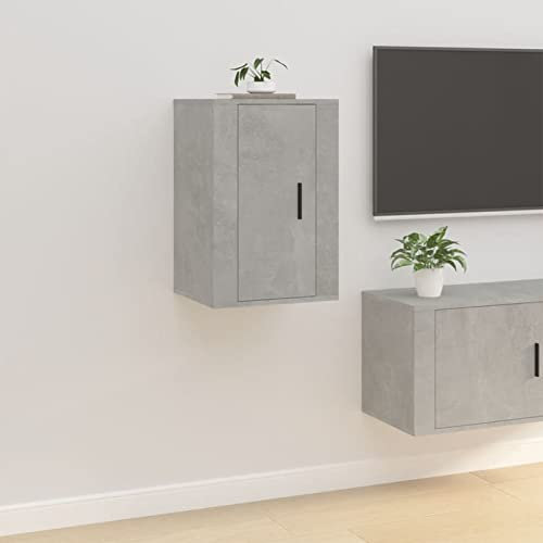 Homgoday TV-Schrank zur Wandmontage, Grau, Beton, 40 x 34,5 x 60 cm, Möbel, TV-Schrank, Wohnzimmer, niedriger Schrank für industrielle Wohnzimmer, TV-Ständer