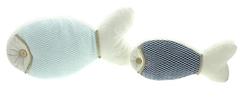 FRANK FLECHTWAREN Dekokissen Fisch, 2er Set, Leinen, Jute, 100% Polyester Maße: 36 x 8 x 18 cm, 50 x 12 x 26 cm