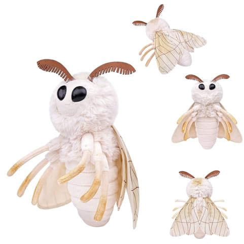 lilizzhoumax Motte Plüschtier 30cm Simuliertes Tier Seidenmotte Moth Plüschtier, Kawaii Motte Plüschtier, Realistische Insekt Motte Spielzeug für Wilde Tiere, Geschenk für Freunde und Kinder