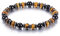 Zysta Perlenarmband Herren Damen Edelsteine Armband Stretch Tigerauge Obsidian Naturstein Armkette Kugelarmband Glückbringen Geschenk