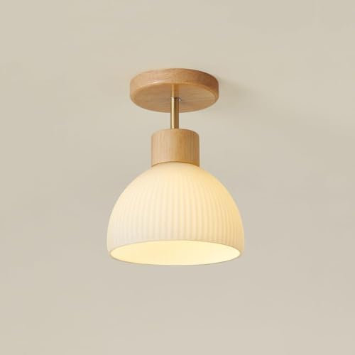 Mini Deckenlampe, Holz Und Glas Deckenleuchte, E27 Durchgang Lampen, Bauernhaus Deckenlampe Flur Für Home, Balkon, Zimmer, Eingang, Garderobe