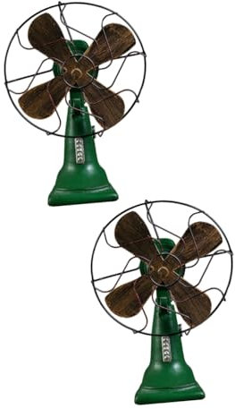 MERRYHAPY 2pcs Vintage Home Decor Vintage Decor Decoraciones Para Salas De Casa Fan for Desk Light House Decorations for Home Retro Fan Desktop Decor Old Style Fan Retro Desk Fan Green Iron