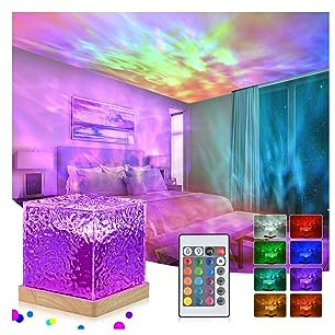 Wave Lamp, Ocean Lamp, LED Nachttischlampe, 16 Farben RGB Tischlampe mit Fernbedienung, Romantisches Dimmbares Ambientelicht für Schlafzimmer,Ozeanwellen Kinder für Geschenk Party