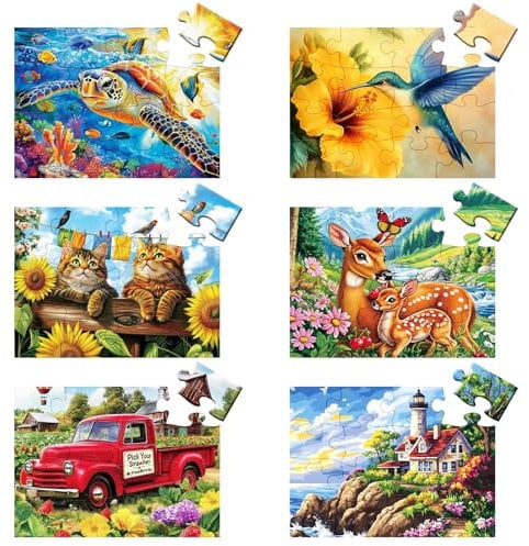 6 Packungen 16 große Teile Puzzle für Senioren, Demenz Alzheimer Produkte Aktivitäten für ältere Erwachsene, einfaches Puzzle Alzheimers Gedächtnis kognitives Spiel Geschenk für Patienten im