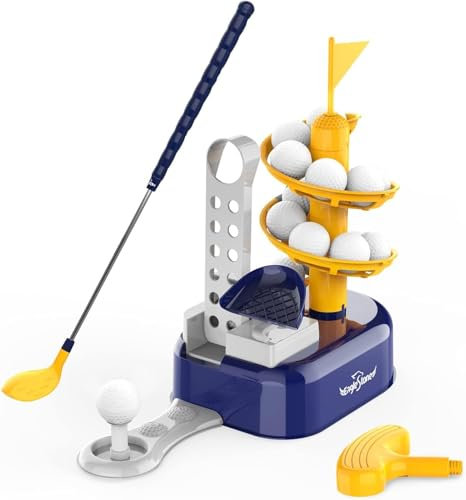 EagleStone Minigolf Set Spielzeug für Kinder, Golfspielzeug für 3-8 Jahre, inkl. verstellbarem Golfschläger, 15 Bällen und Golfwagen, Indoor & Outdoor Sport Geschenk für Jungen und Mädchen