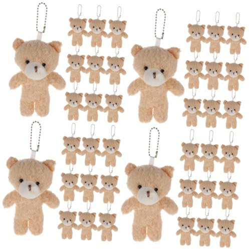 KOMBIUDA 40 Pièces Pendentif Ours en Peluche Porte en Vrac Mini Oursons Pelucheux Porte-clés Ours en Peluche Décor d'ours Résistant à l'usure Jouet Animal en Peluche Beige Polaire Peluche